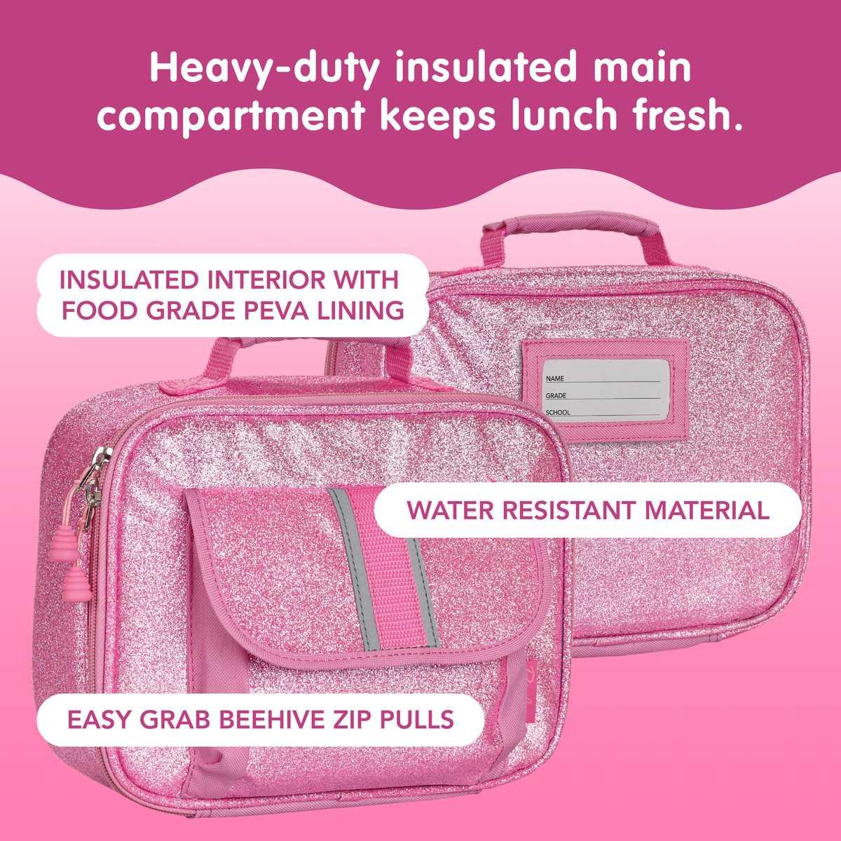 Diamond Weave Insulated Lunch Box - Pastel Pink 