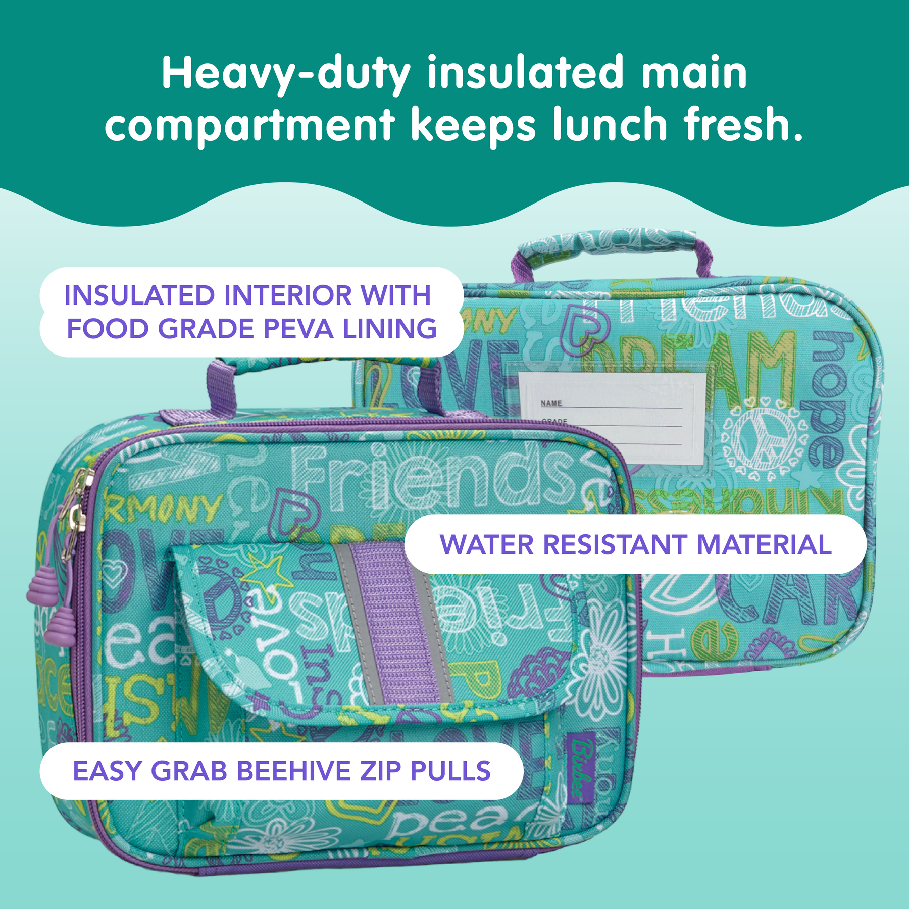 Bixbee Kitty Lunchbox - Kids Lunch Box, Insulated Lunch Bag For