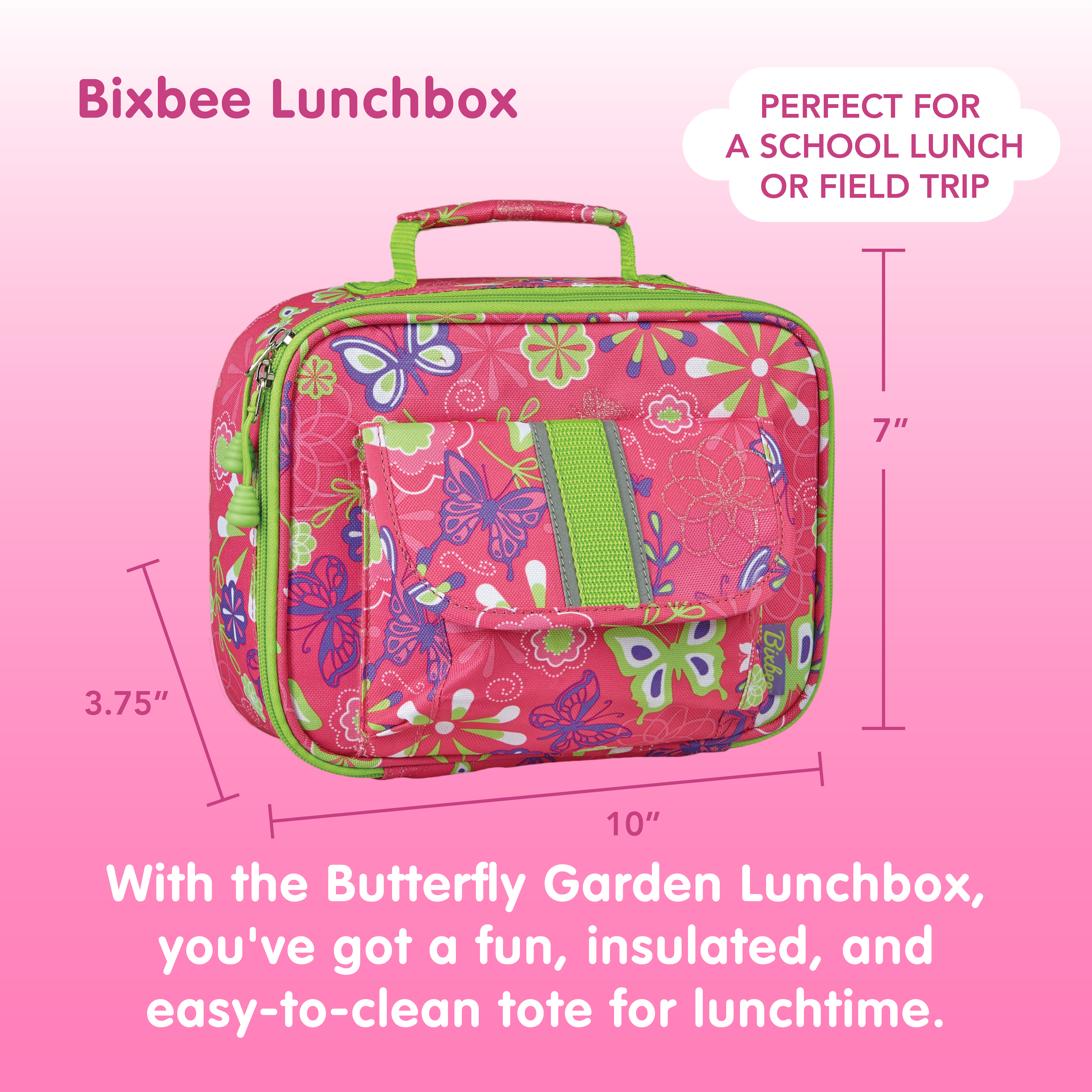 Bixbee Butterfly Garden Lunchbox - Kids Lunch Box, Insulated Lunch