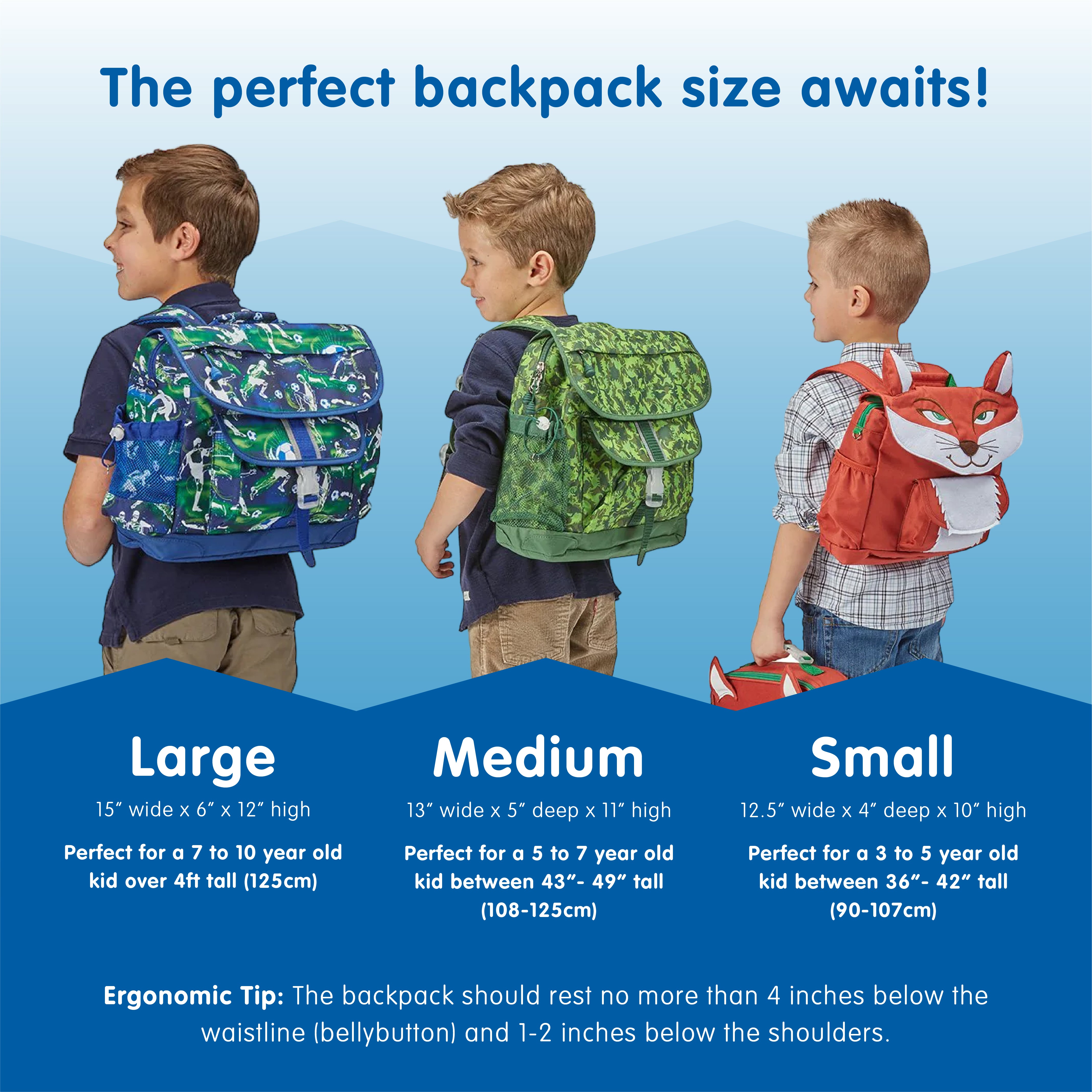 Kindergarten discount backpack size