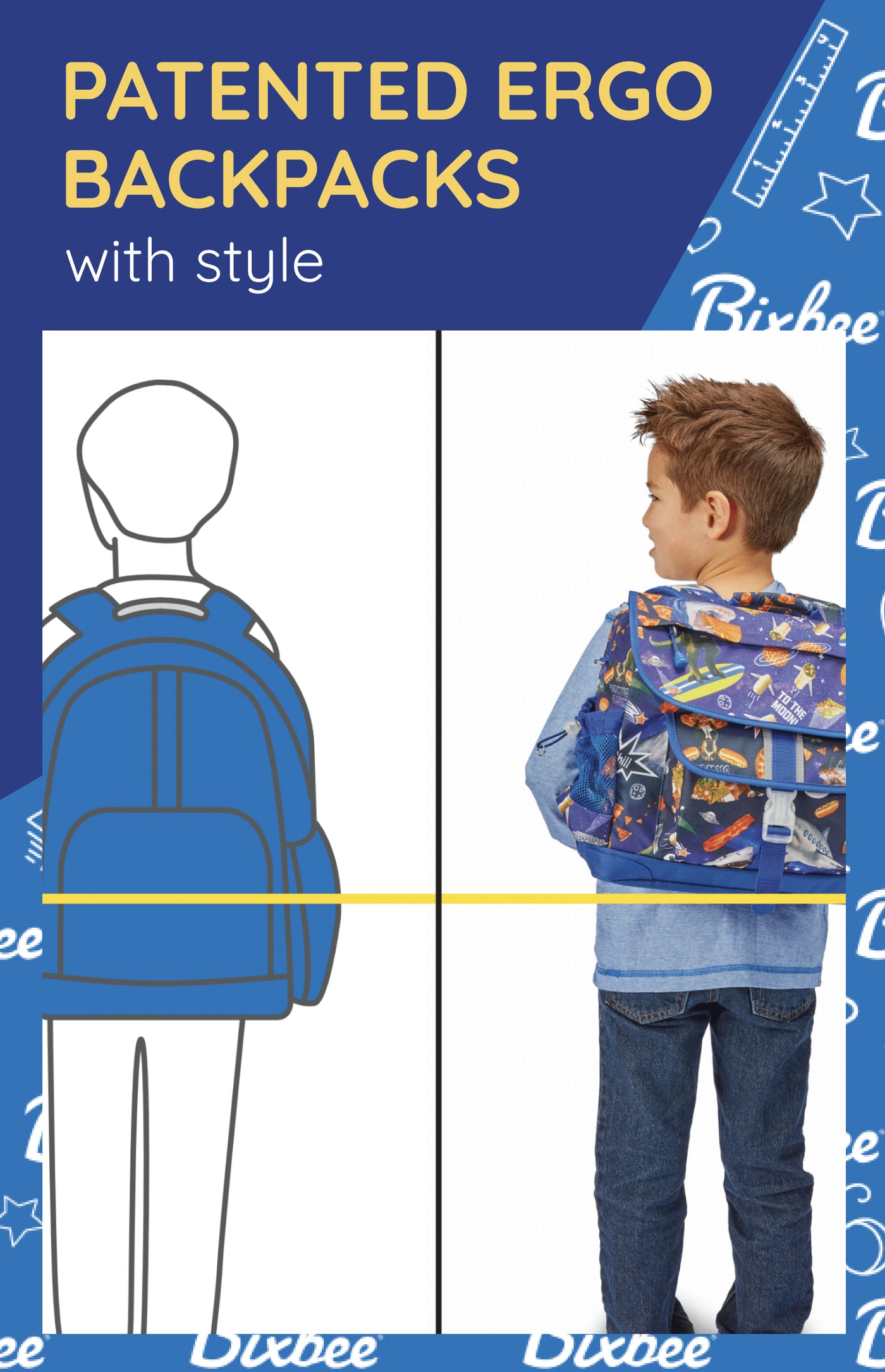 Bixbee Kids Backpack Size chart